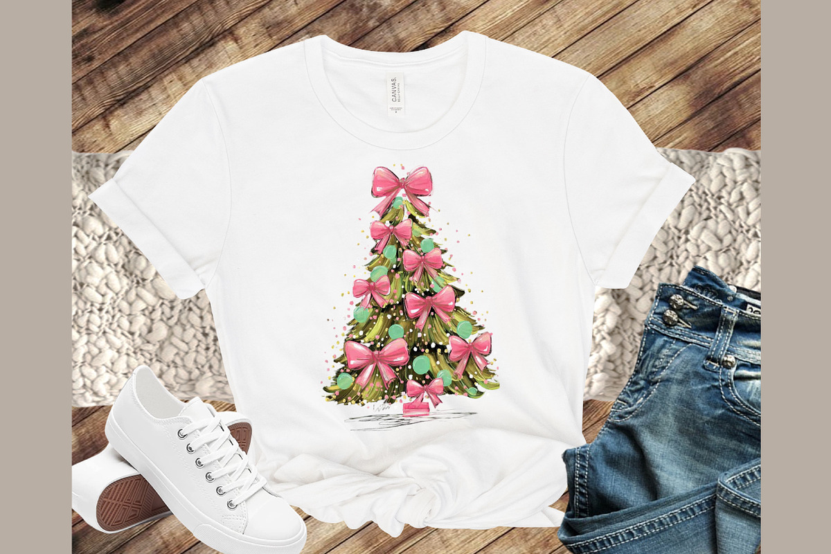 Coquette Pink Bow Christmas Tree PNG, an Illustration by Sublimation Artist (Photo 2 of 9)