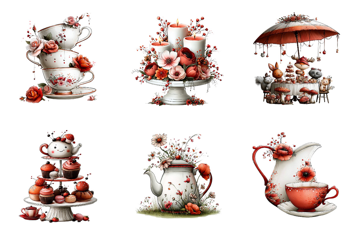 Vintage Tea Party Clipart, a Seasonal Illustration by CreationArt (Photo 3 of 5)