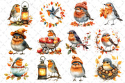 Watercolor Robin Birds Clipart, Fall, an Illustration by Dream Creation (Thumbnail 2 of 4)