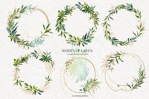 Shades Of Green Watercolor Clipart