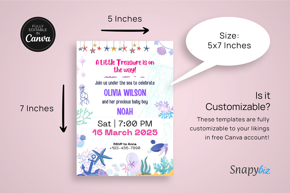 Under The Sea Baby Shower Invitation, an Invitation Template by Snapybiz (Photo 4 of 10)