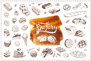 Bakery icons and calligraphy