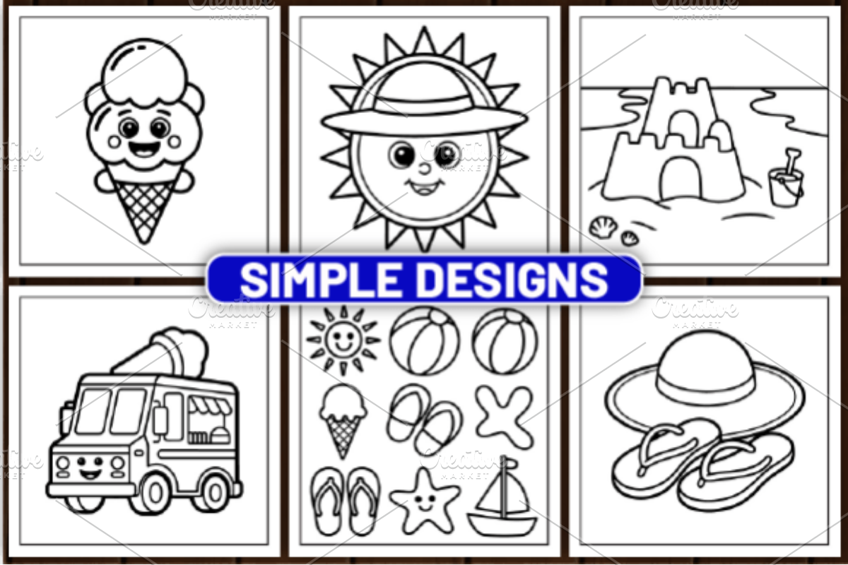 61 Hello Summer Coloring Pages, a Seasonal Illustration by Design Station (Photo 2 of 6)