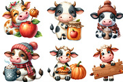 Watercolor Autumn Cow Clipart, an Illustration by Designking (Thumbnail 3 of 4)