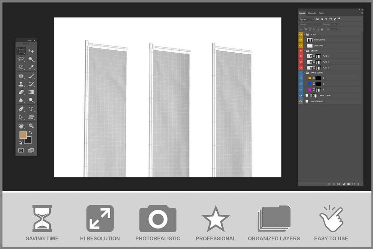 Flag Pole Banner Mockup PSD, an Advertising Mockup by Bruno's Shop (Photo 3 of 4)