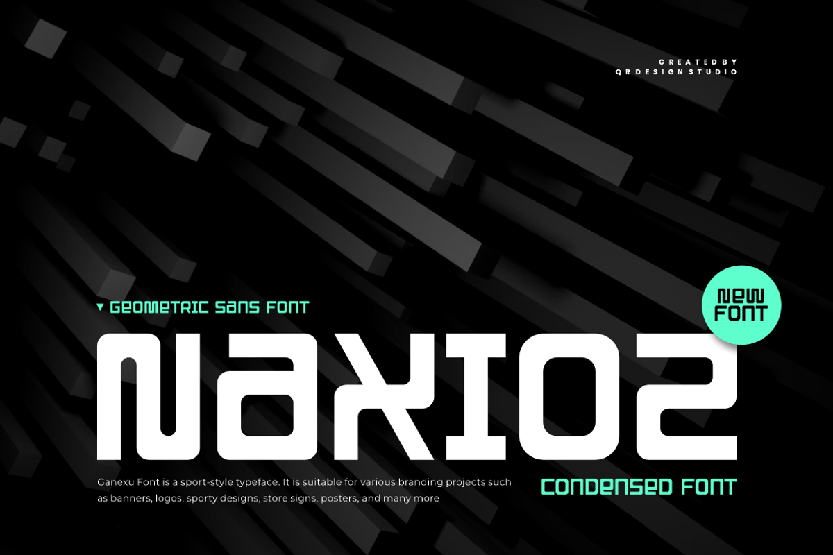 Naxioz - Geometric Sans Font, a Sans Serif Font by QR Design Studio (Photo 1 of 7)