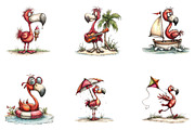 Whimsical Summer Flamingo Clipart, a Seasonal Illustration by CreationArt (Thumbnail 3 of 5)