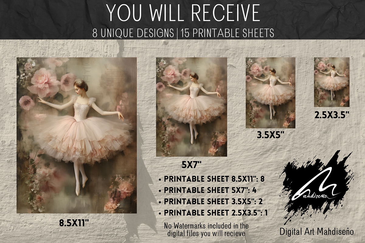 Ballerina Portraits, Pink Paper, a Person Illustration by Digital Art Mahdiseño (Photo 2 of 9)