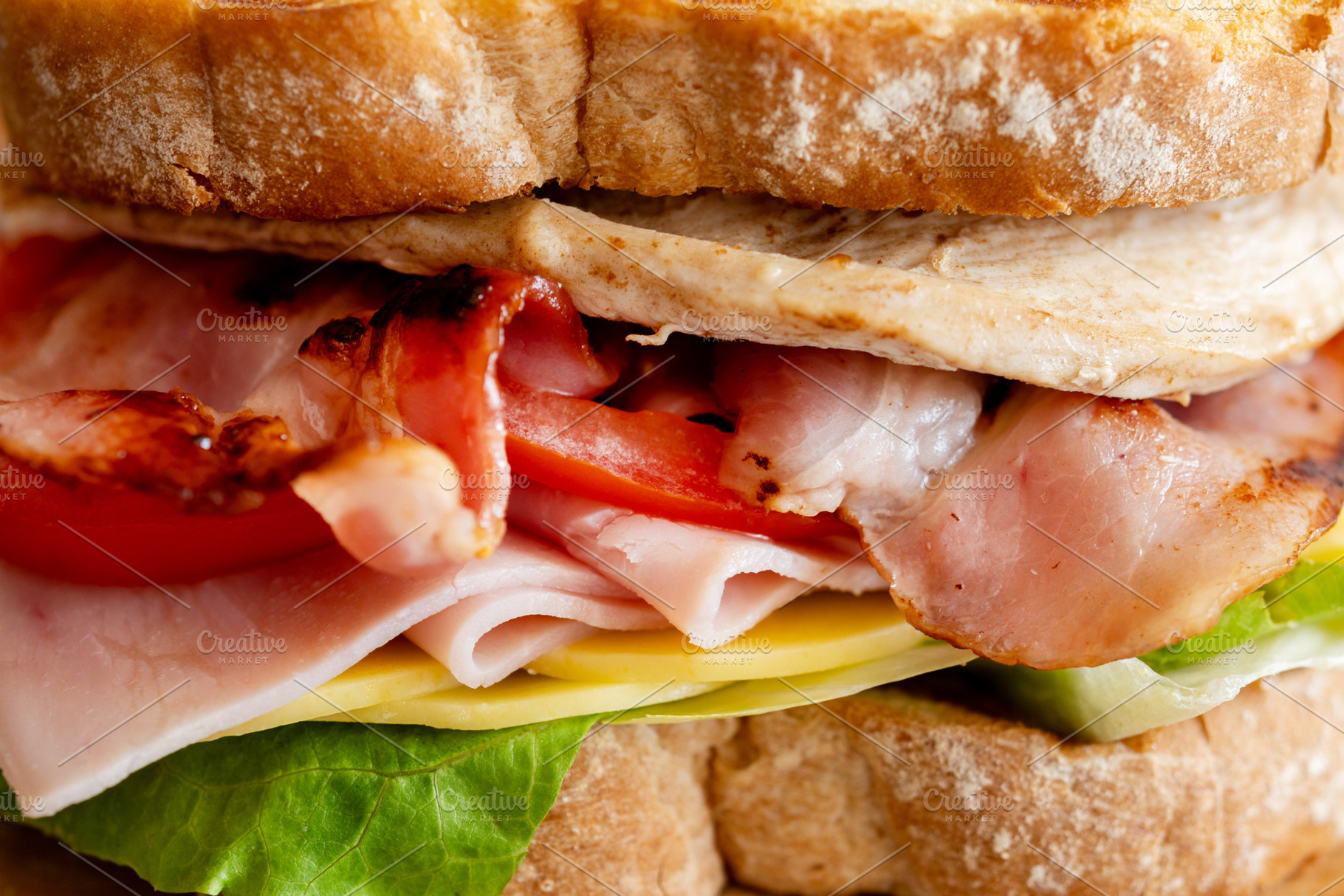 Grilled club sandwich with bacon and ham, a Food & Drink Photo by etorres69