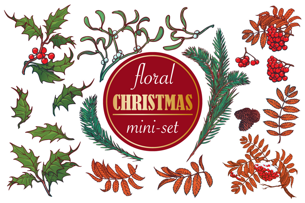 Floral Christmas Mini-set, an Object Graphic by AntonPix Studio (Photo 1 of 4)