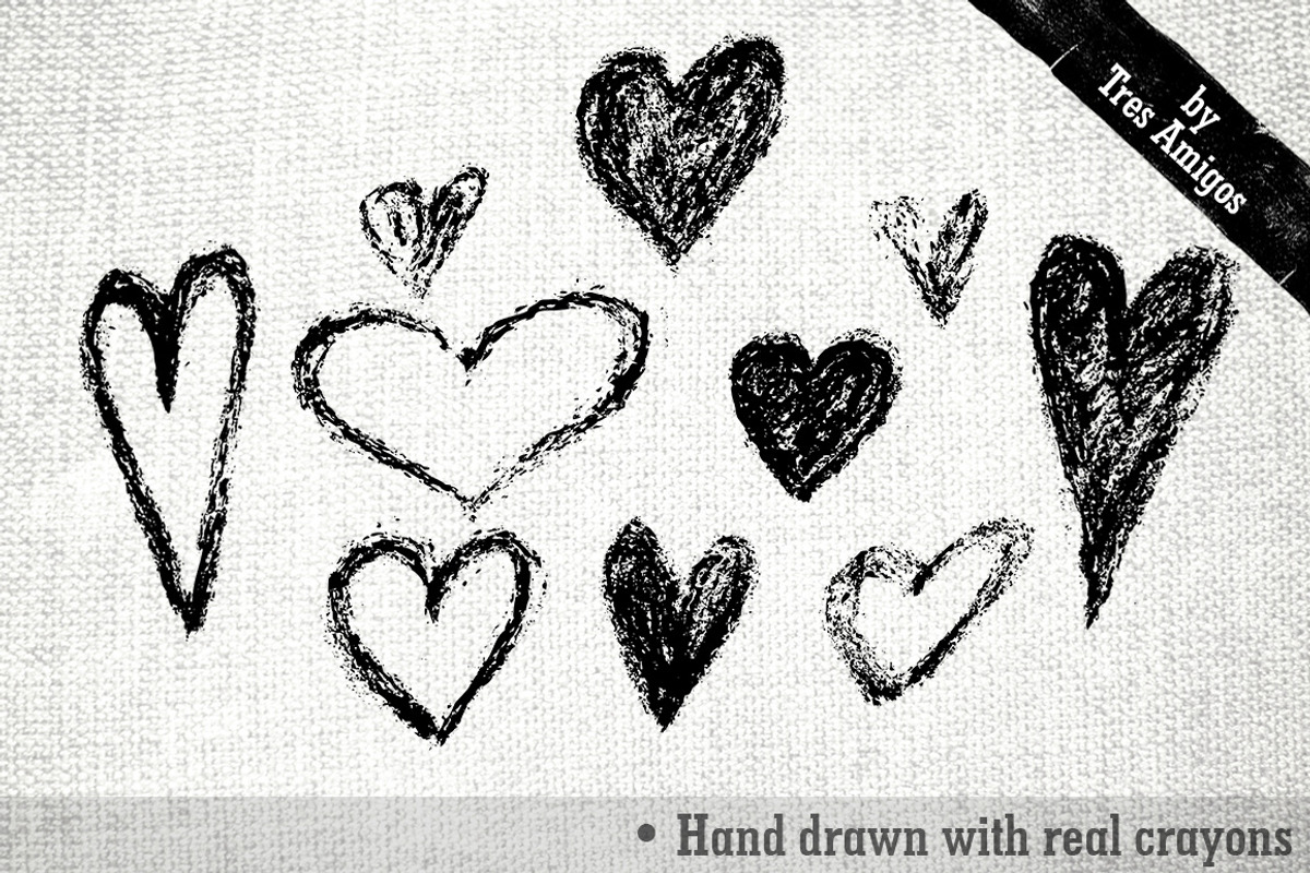 Crayon Hearts PS brushes + 2patterns, a Brush Add-On by 4pixel (Photo 2 of 4)