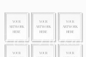 Set Of 6 White Frames Mockup