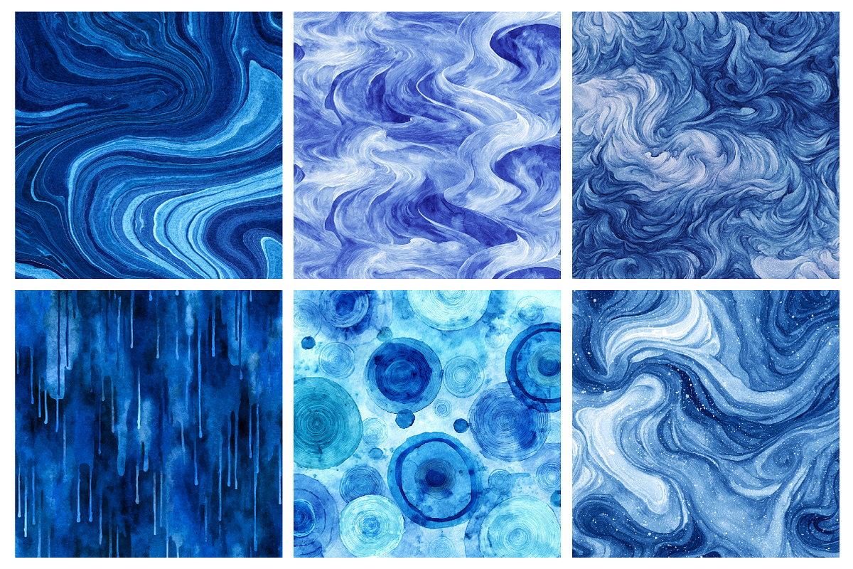 Blue Ink Watercolor Digital Paper, an Illustration by RobertsArt (Photo 5 of 7)