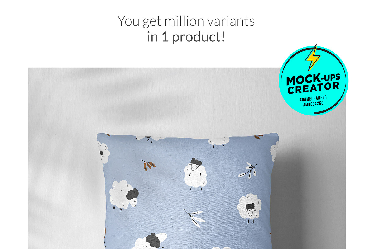 Throw Pillows 9x Mock-ups Set, a Print Template by Mocca Mockups Store (Photo 5 of 7)