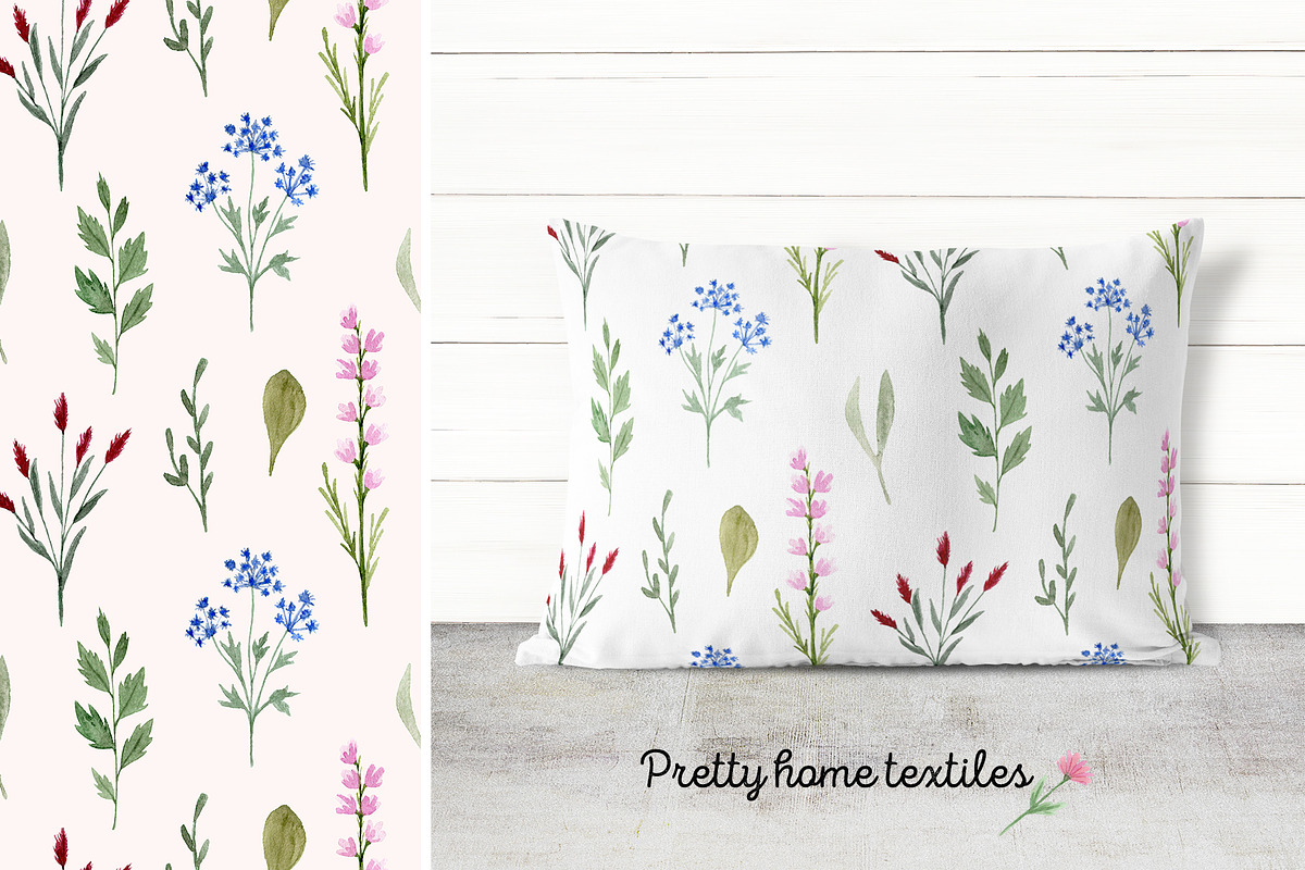Watercolor Wildflowers. Patterns, a Pattern Graphic by Slastick (Photo 5 of 7)