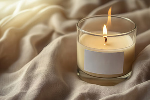 Soft fabric and lit aromatic candle, a Photo by Pavel_design