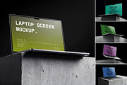 5 Laptop Mockups on Concrete Block, a Mac Mockup by smishura (Thumbnail 1 of 11)