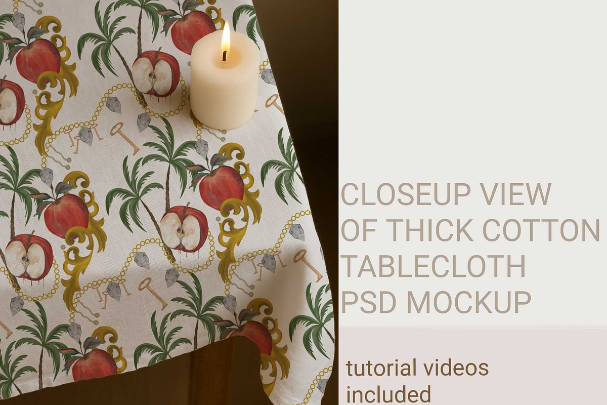 CLOSEUP VIEW OF THICK TABLECLOTH PSD, a Household Mockup by jenartstudio (Photo 2 of 3)