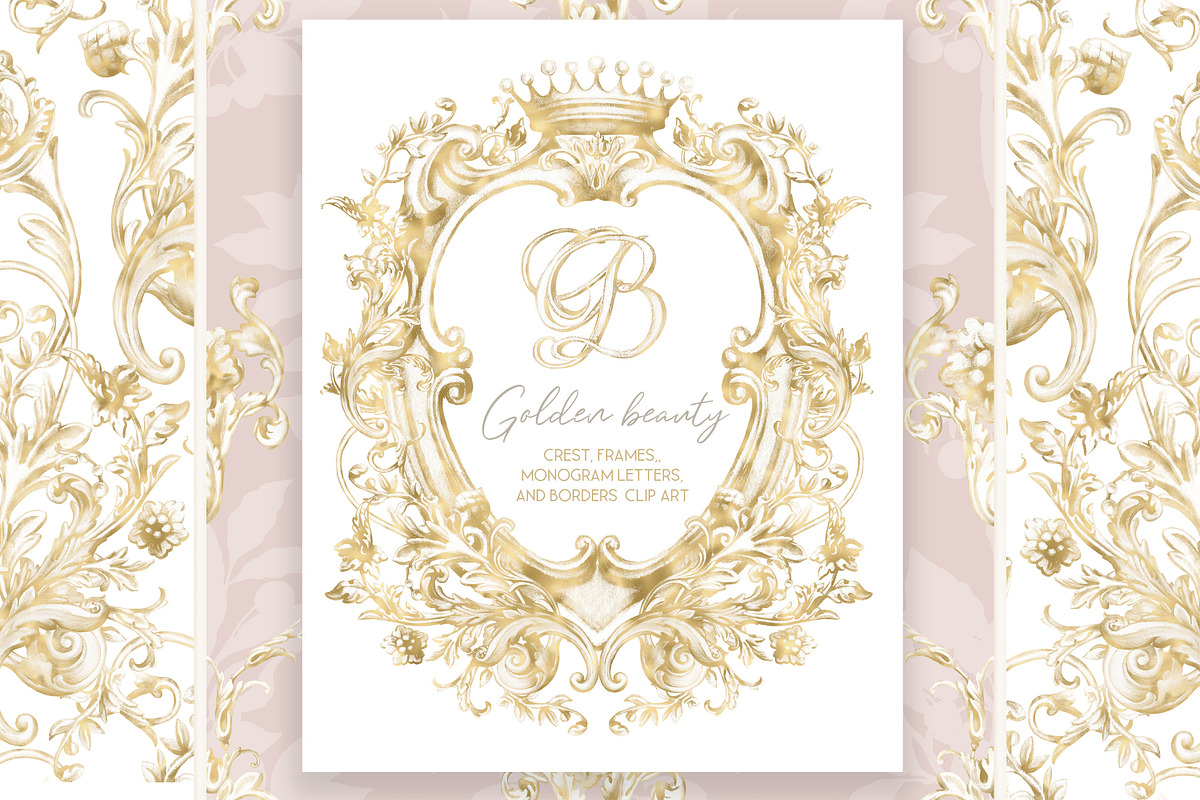 Gold Wedding Crest Watercolor Set, a Decorative Illustration by WonderWonder (Photo 7 of 9)