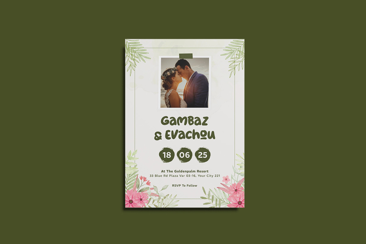 Painted Floral Wedding Invitation, an Invitation Template by iDoodle Studio (Photo 3 of 4)
