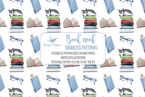 Seamless Watercolor Book Patterns