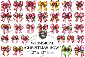Whimsical Christmas Bow Clipart, an Illustration by DreamArtGraphic