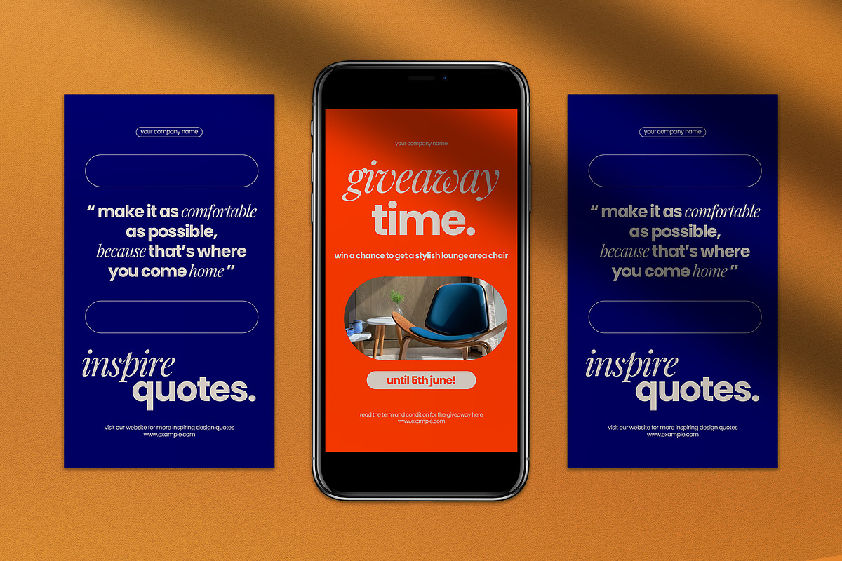 Blue Interior Design Instagram Pack, a Social Media Template by graphicook
