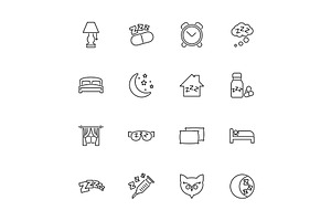 Sleep - Flat Vector Icons, an Object Illustration by Artsaba Family