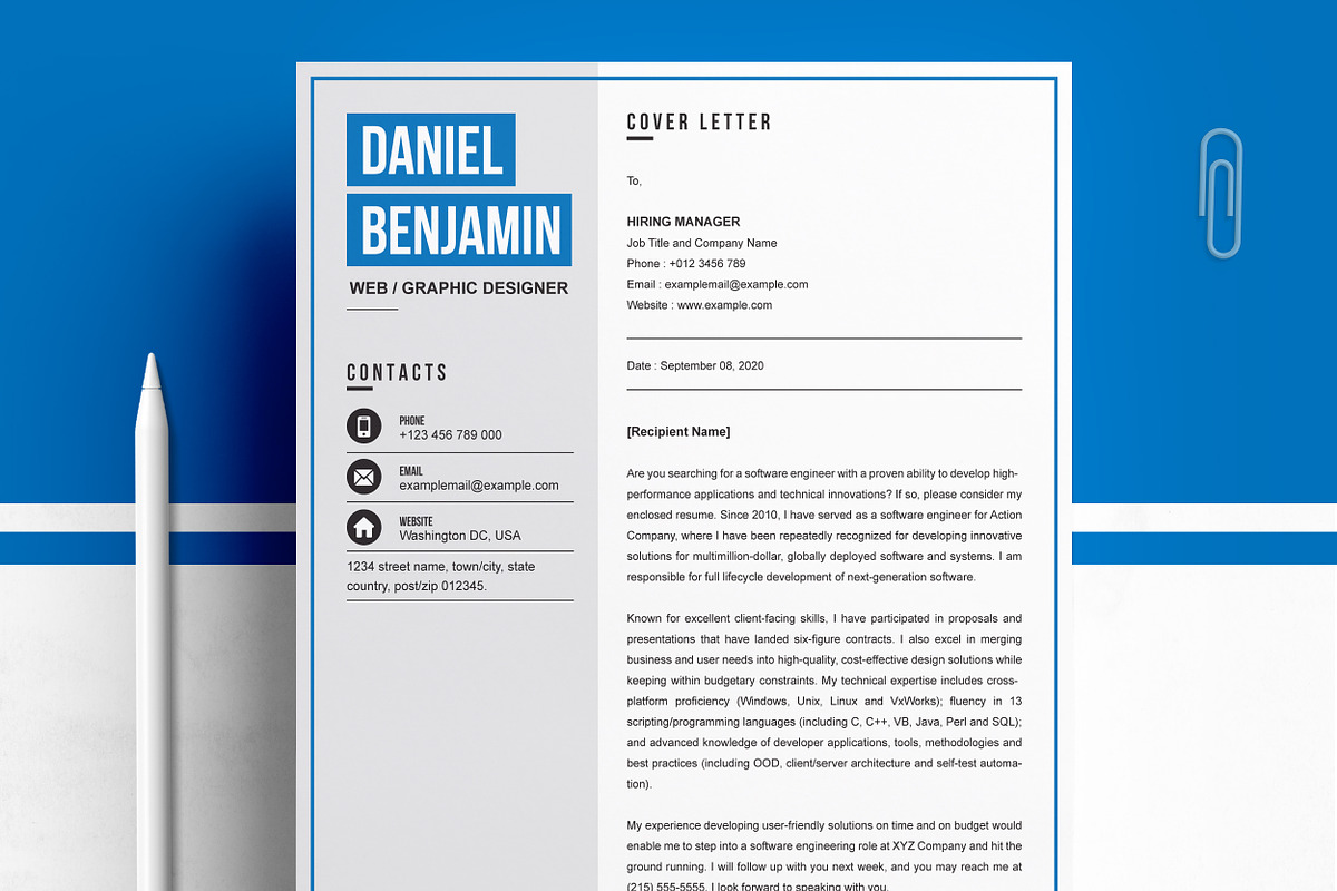 Resume Template for Word, CV Resume, a Resume Template by ResumeInventor (Photo 4 of 6)
