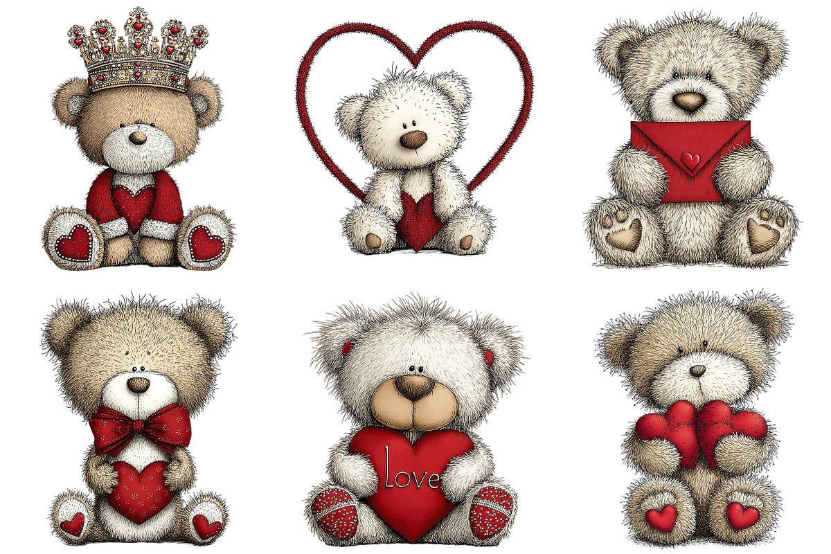 Valentine’s Day Teddy Clipart, an Illustration by Craft Nest (Photo 8 of 11)