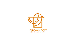 Bird Line Art Logo With Window Desig