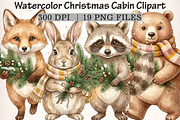 Watercolor Christmas Cabin Clipart, a Transportation Illustration by Digital Artistic99 (Thumbnail 1 of 8)