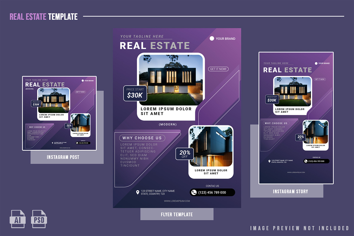 Real Estate Template Kit, a Print Template by NOX Labs