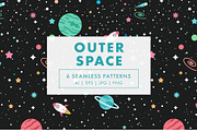 Outer Space Seamless Patterns, a Pattern Graphic by Megs Lang (Thumbnail 1 of 3)