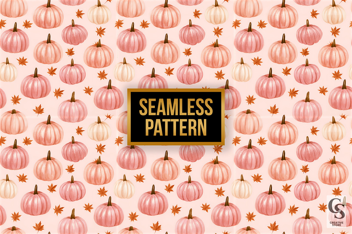 Pink Fall Cute Pumpkins Pattern, a Pattern Graphic by Creative Store (Photo 4 of 5)