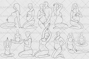 Pregnant Body Poses Stamp Procreate