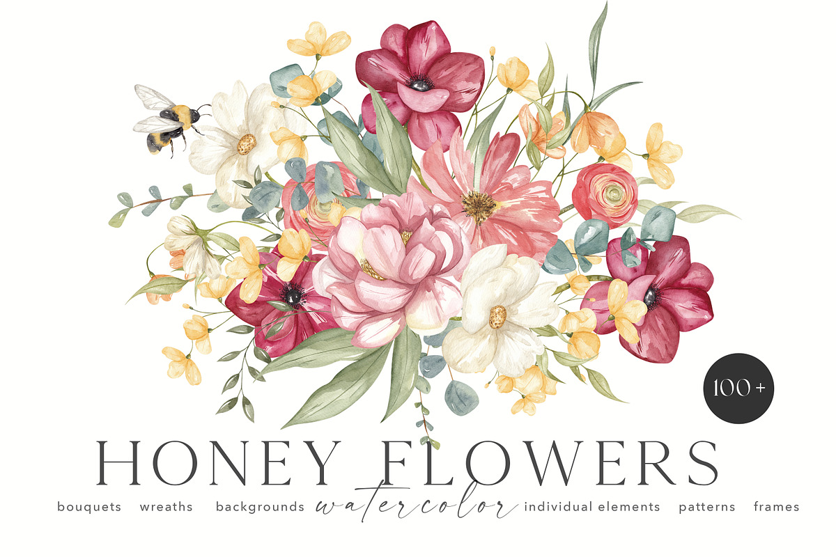 HONEY FLOWERS. watercolor collection, a Decorative Illustration by Ooh Lily (Photo 1 of 15)