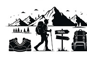 Hiking Adventure Silhouette Bundle, an Illustration by yasushie (Thumbnail 34 of 51)