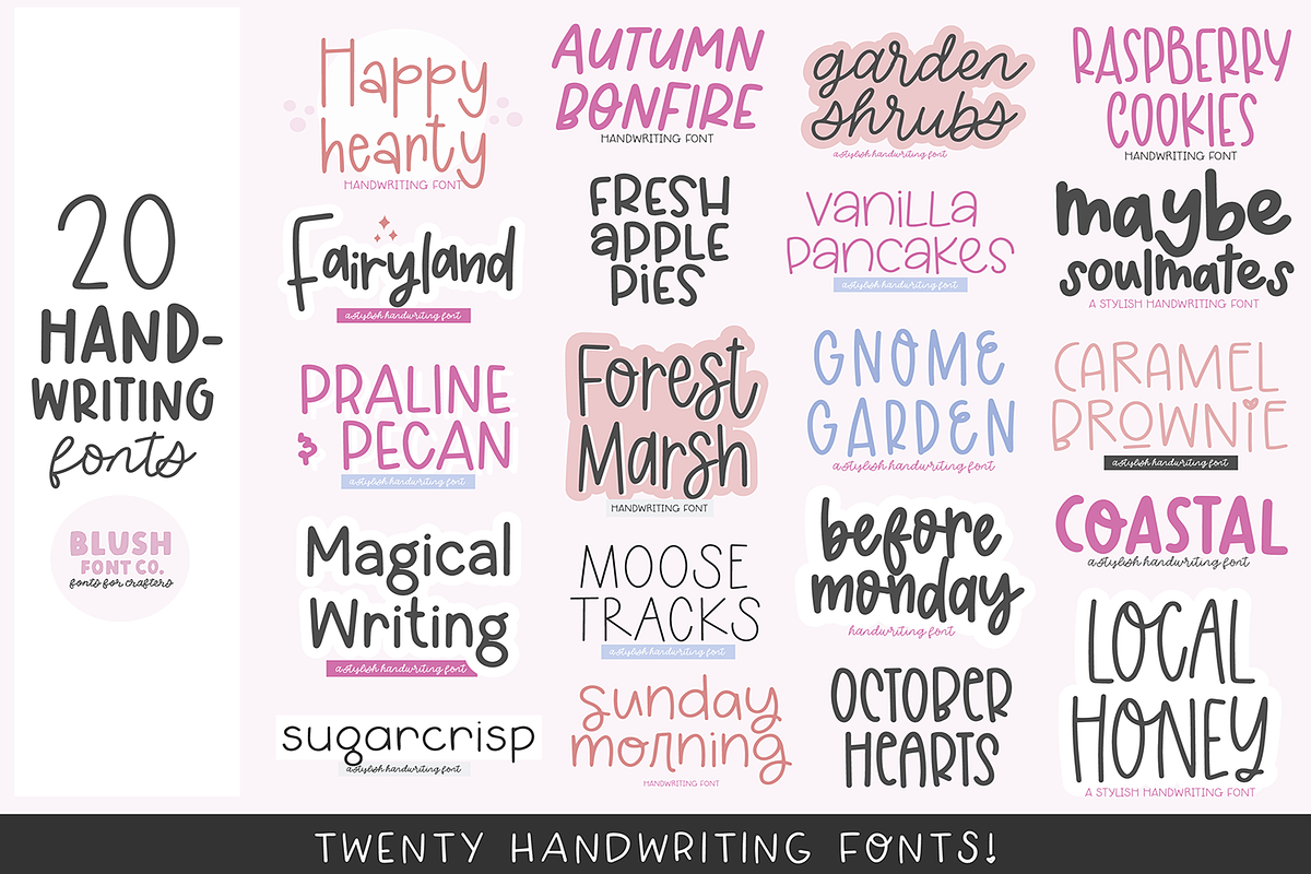 20 Fonts! HANDWRITING FONT BUNDLE v2, a Handwritten Font by Blush Font Co. (Photo 2 of 3)