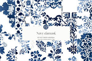 watercolor pattern damask textures, a Pattern Graphic by Patishop Art