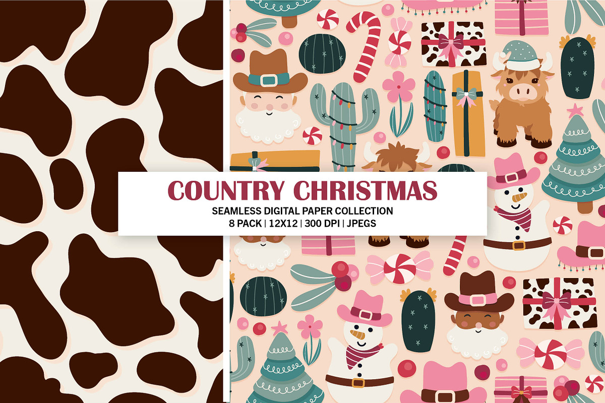 Country Christmas Seamless Patterns, a Pattern Graphic by Alanna Messina Design Co (Photo 2 of 8)