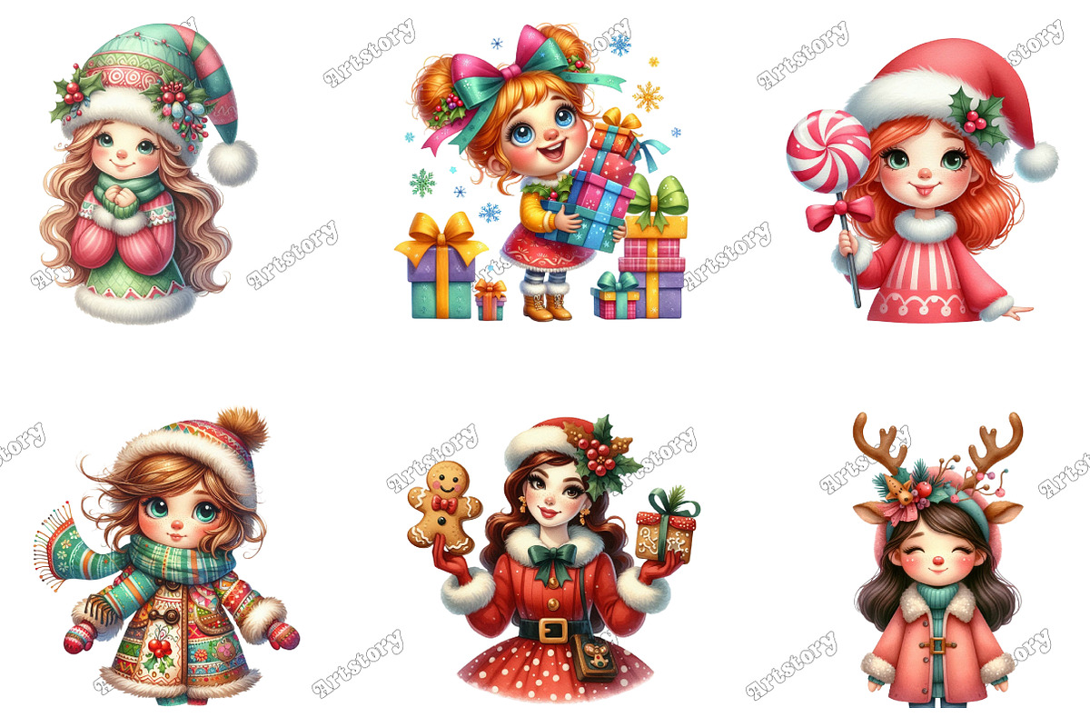 Quirky Christmas Girl Clip Art, an Illustration by designcity5 (Photo 3 of 5)
