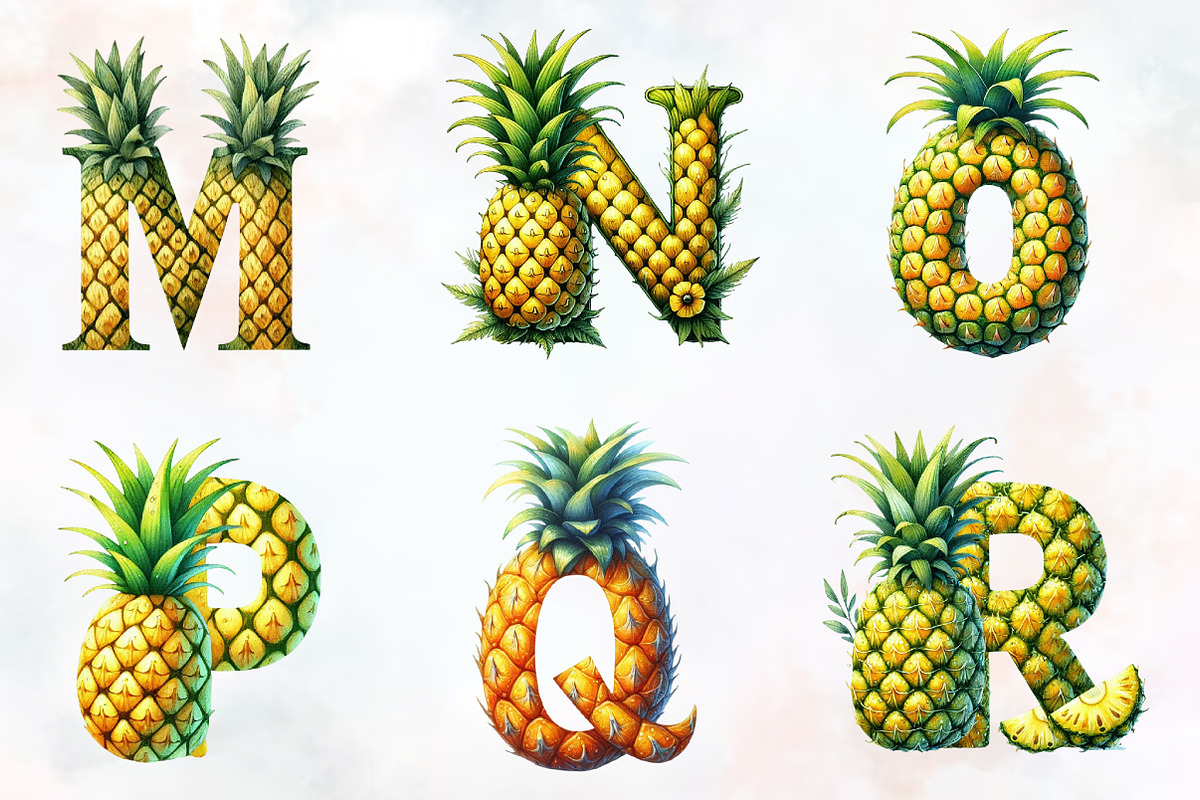 Spring pineapple Alphabet clipart, an Illustration by RobertsArt (Photo 4 of 7)