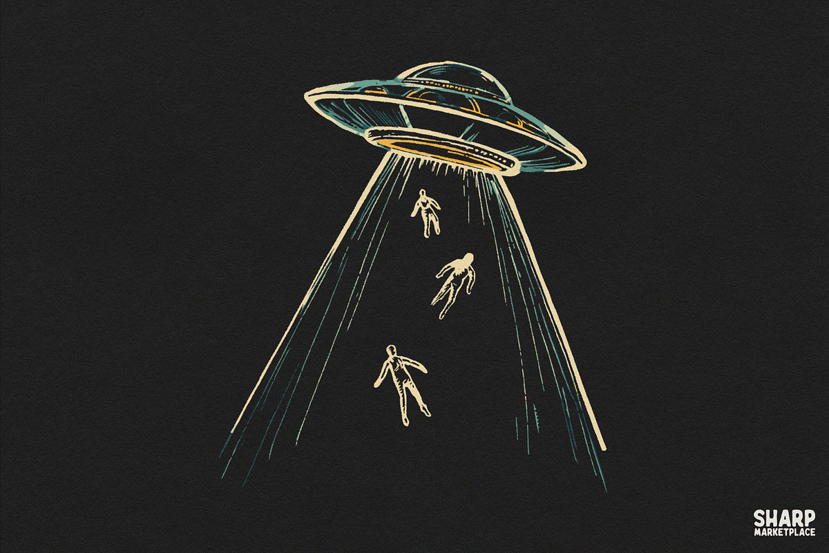 Vintage Sci Fi UFO Alien Abduction, an Object Graphic by SharpMarketplace (Photo 1 of 4)