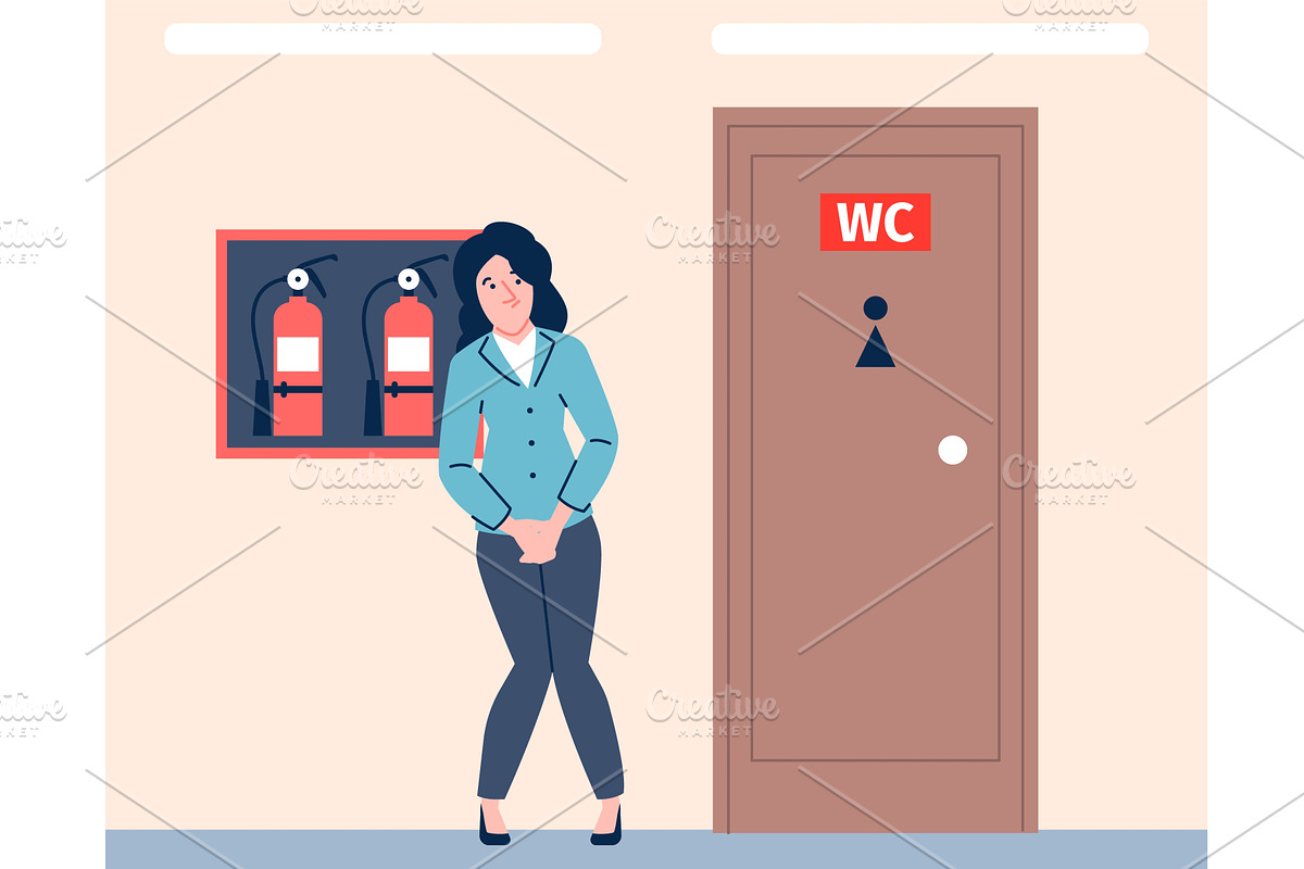 Woman wants to go to toilet and, an Illustration by LadadikArt