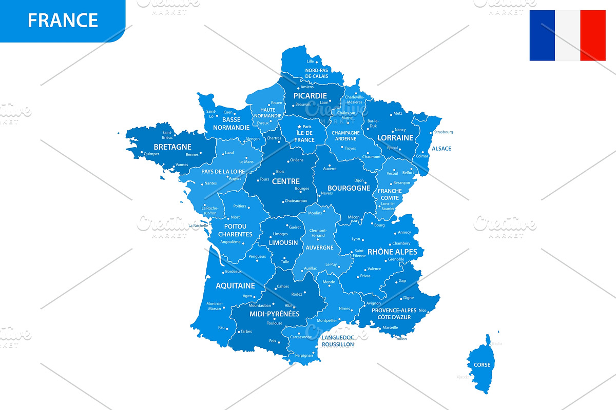 Detailed map of France, an Illustration by Vector Shop (Photo 1 of 5)