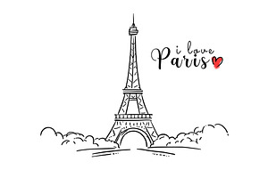 Eiffel Tower sketch, a Decorative Illustration by Elen_Art
