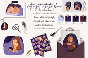 Night with the phon Vector Clipart, a Person Illustration by Universe Mary (Thumbnail 2 of 8)