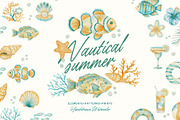 Nautical Watercolor Summer Bundle, a Seasonal Illustration by Red Ink (Thumbnail 1 of 7)