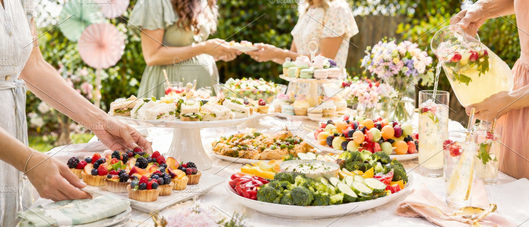 Baby shower party with diverse food, a Photo by Dvoevnore photos
